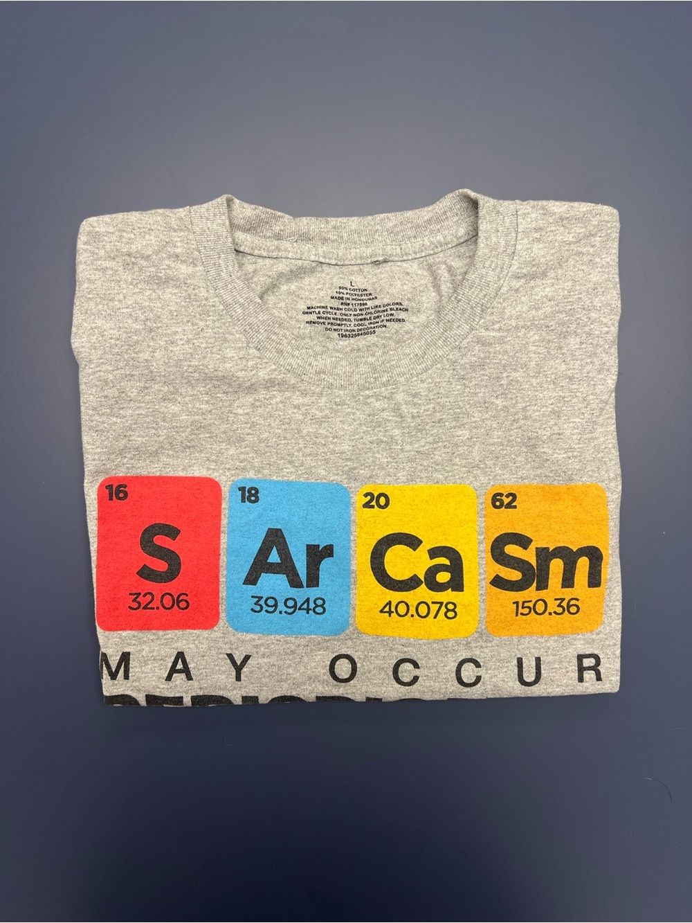 Unisex Gray 'Sarcasm' Graphic Crew Neck T-Shirt
